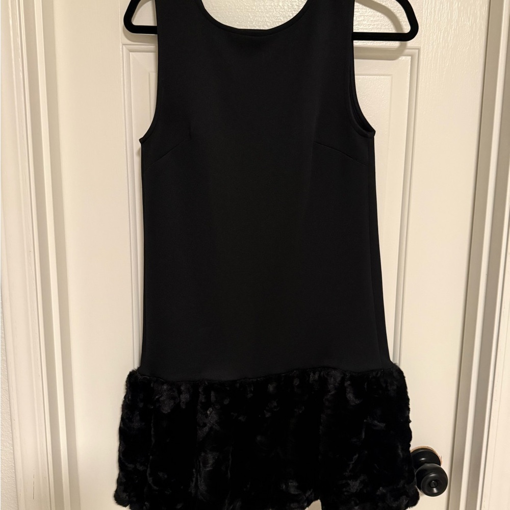 ASOS Black Mini Dress with Faux Fur Hem